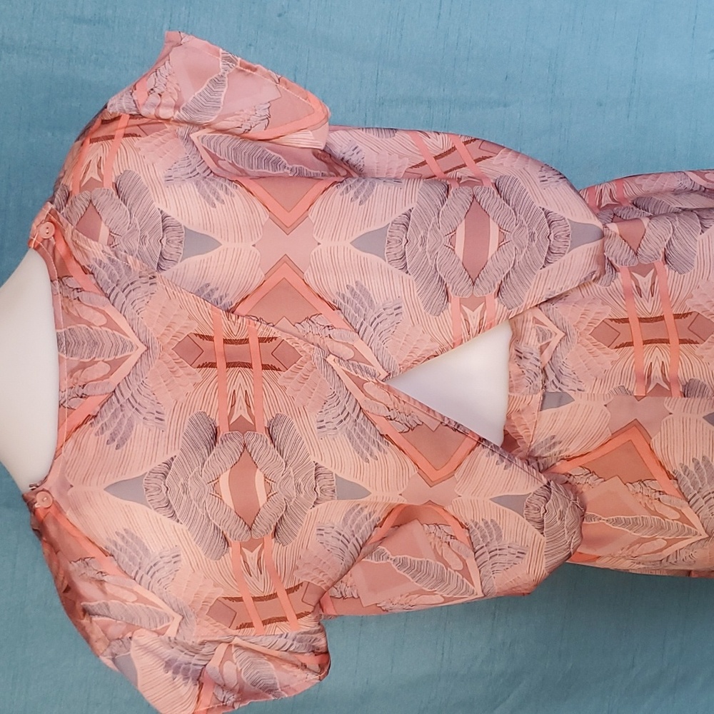 Nikita peach & coral silky breezy spring summer romper - Picture 5 of 14